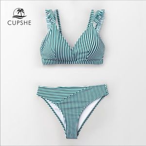 CUPSHE Women's Striped Bikini Small